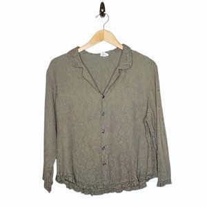 CP Shades Embroidered Rayon Ruffle Trim Blouse